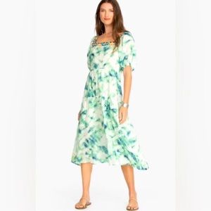 New Johnny Was Embroidered Dress Blue Jade Marble Women’s Size XL MSRP $298 New